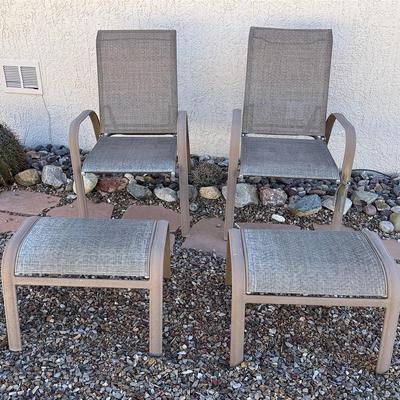 Two Chairs Ottomans & Side Table 