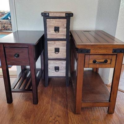Three Campaign Style Cabinets & Curio Shelf