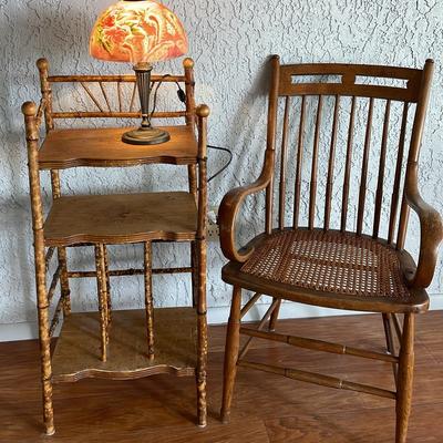 Antique Chair And Cane Table 