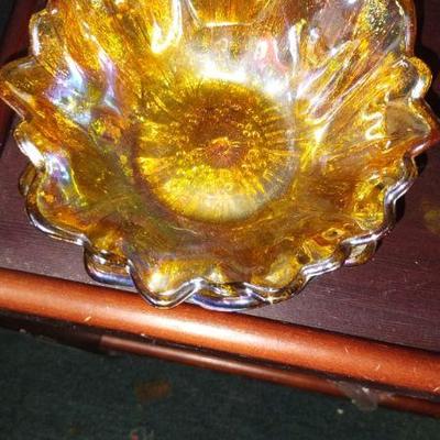 Amber Carnival Glass