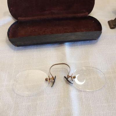 Antique Pence Nez Glasses w/ case