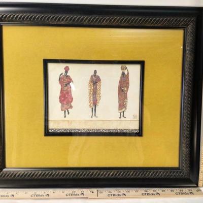 Print of Three Individuals in Traditional African Attire