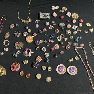 Vintage Jewelry Mostly Pinks And Purples 