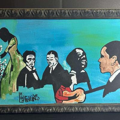 Framed Leon Collins Painting 