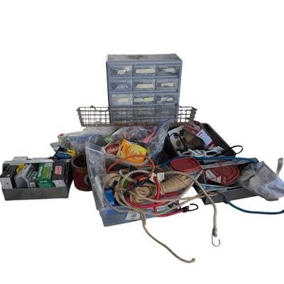 Lot #195 - Hardware Assortment Lot - Various Items, Organizers, and Supplies.