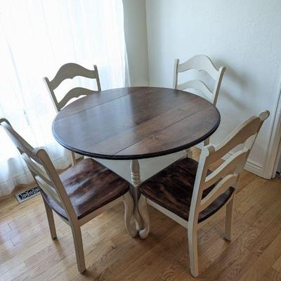 Lot #11 - Vintage Round Dining Table Set with Four Chairs