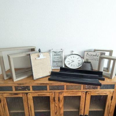 Lot #38 - Home Decor Lot - Decorative Shelves, Clock, and Accessories.
