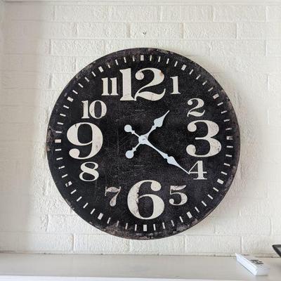 Lot #7 - Arch Mirror and Vintage Wall Clock Set