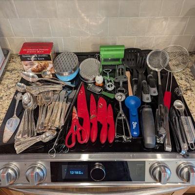 Lot #18 - Kitchen Utensils and Gadget Lot - Assorted Tools and Cutlery.