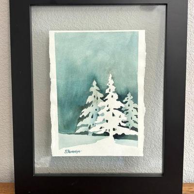 Lot #49 - Winter Landscape Watercolor Art by S. Randolph