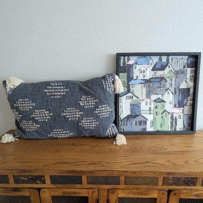 Lot #39 - Decorative Cushion and Framed Artwork Lot