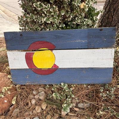Lot #145 - Rustic Colorado Flag Wooden Sign