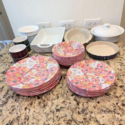 Lot #23 - Assorted Baking & Dinner Set - Blue Boat Melamine, Celebrate It, Isolá Cucina, MatCeramica.