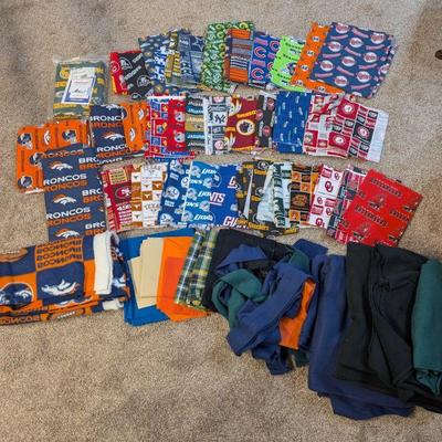 Lot #93 - Sports Fabric Lot - NFL, NCAA, NBA Themes - Assorted Patterns & Colors