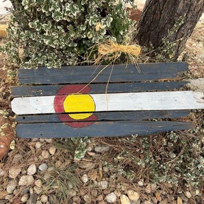 Lot #144 - Rustic Colorado Flag Wooden Art Piece - Decor Statement.
