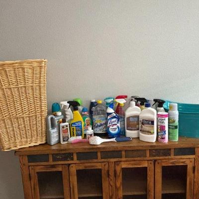 Lot #67 - Home Cleaning Lot - Wicker Basket, Cleaning Supplies