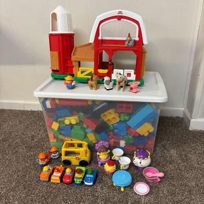Lot #128 - Kids' Playset Lot Including Lego Duplo, Mega Bloks and Fisher Price Little People