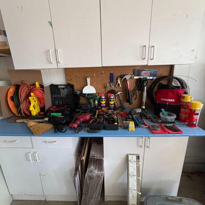Lot #194 - HUGE Tool Lot - Husky, Hitachi, Craftsman, Ace & More. Assorted Tools, Drill, and Accessories.