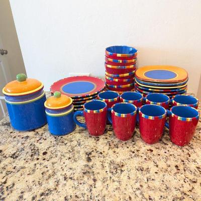 Lot #24 - Dansk Gourmet Collection - Colorful Dishware & Canisters Set.