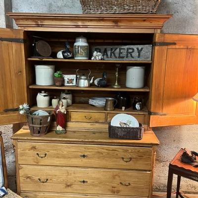 Beautiful pine hutch, linen press, cabinet