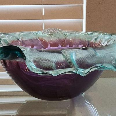 Laurel Fyfe Art Glass Sculpture Bowl Signed 