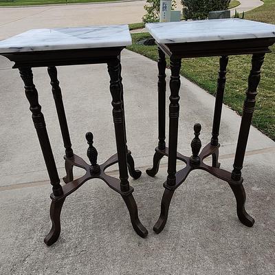 Mahogany Plant Stands With Marble Top 