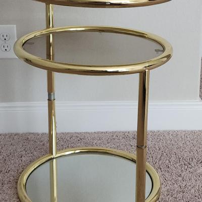 Swivel Brass and Glass End Table 