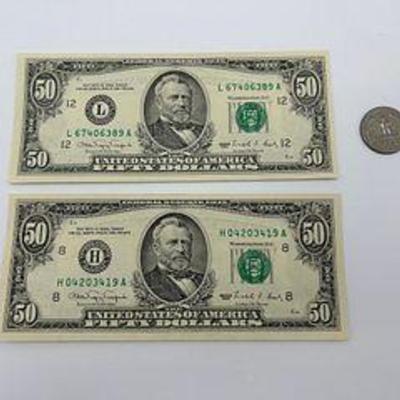 1990 Series $50 Dollar Bills (2)