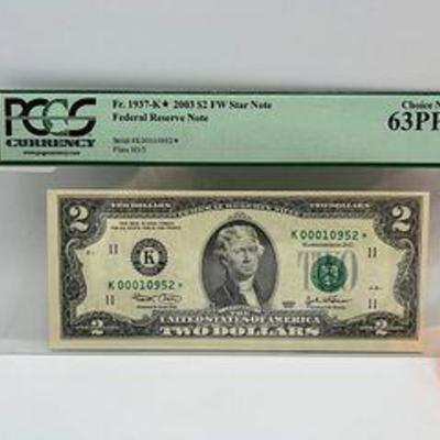 2003 KOO010952* $2 Dollar note 63 PPQ Grade PCGS
