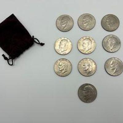 10 Eisenhower Silver Dollars (1974-1976)