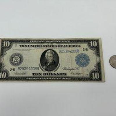 1914 10 Dollars Federal Reserve Note Large, Andrew Jackson B 25394208 B