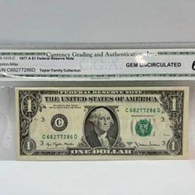 66 Grade $1 Dollar Note 1977 C68277286D