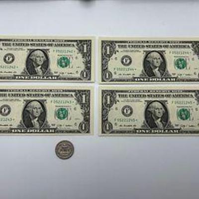 Series 1957 $1 Silver Certificate * 00545006 A 4 Star note, "fancy" serial