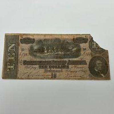 Confederate States of America 10 Dollar Bill 1864 ?