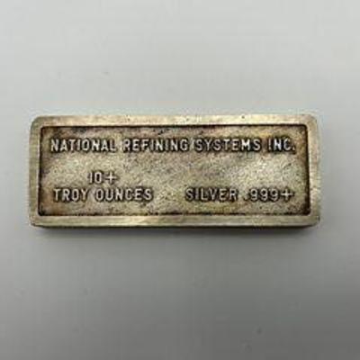 10+ Troy Ounces Silver .999+ National Refining Systems Inc.