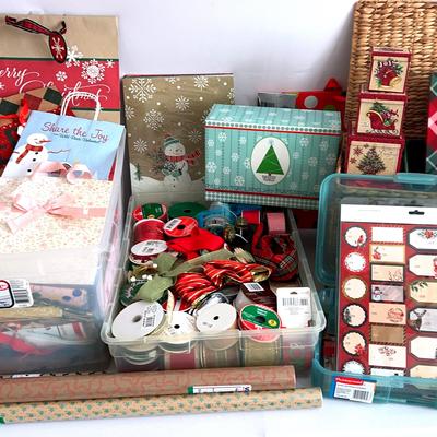 Large Holiday Gift Wrap Accessories Lot