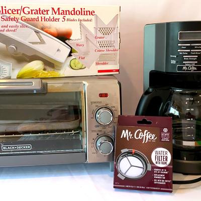 Black And Decker Toaster Oven, Mr. Coffee 12 Cup Coffee Maker, V Slicer/Mandoline