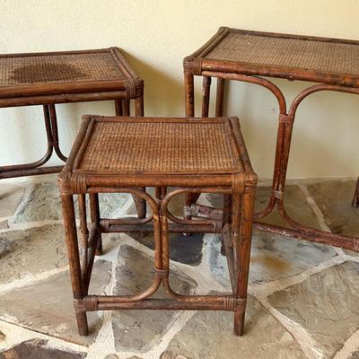 Set Of 3 Bamboo Stacking Tables 