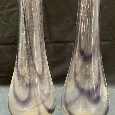 320: Pair Vtg Kosta Boda Art Glass Vases, Sweden
