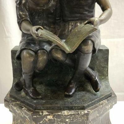 623: Victor Heinrich Seifert Brnz & Mrbl Sculpture 16in
