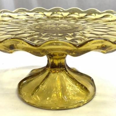 606: Amber Glass Pedestaled Cake Stand
