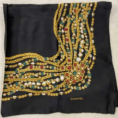 761: Chanel Multicolored Jewel Motif Scarf
