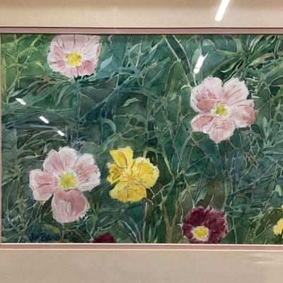 323: Signed Jim Evans Flowers Watercolor Painting
