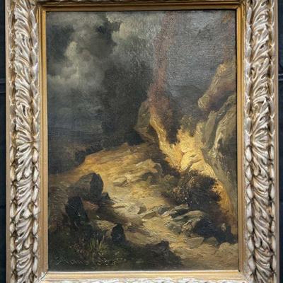 253: Framed Signed River Landscape Oil Painting
