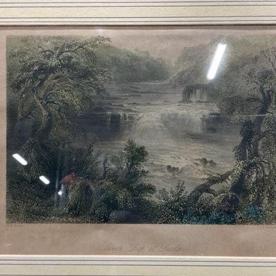 144: Antq Framed After Bartlett Salmon Leap Engraving
