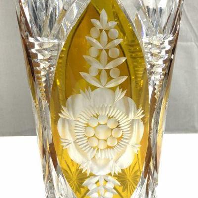 76: JULIA Crystal Glassworks Poland Crystal Vase W Cert
