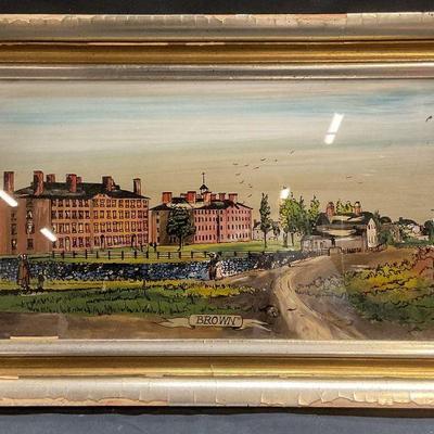 703: Brown University Campus Glass Reverse Painting
