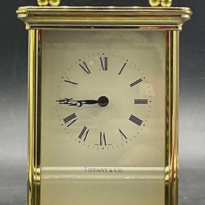 521: TIFFANY & CO. Swiss Made Brass Carriage Clock
