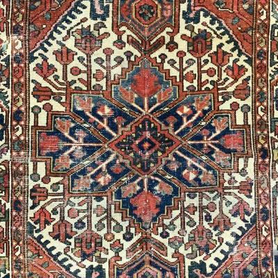 161: Vintage Handmade Persian Heriz Wool Area Rug
