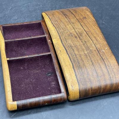 439: Trademarked Hand Carved Wooden Jewelry Box, Lid

